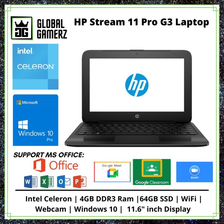 HP Stream 11 Pro G3 Laptop Intel Celeron 4GB DDR3 Ram 64GB SSD