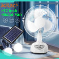 Jiditech Solar Electric Fan Rechargeable Fan With Panel 12"Solar Electricfan With Emergency Light. 