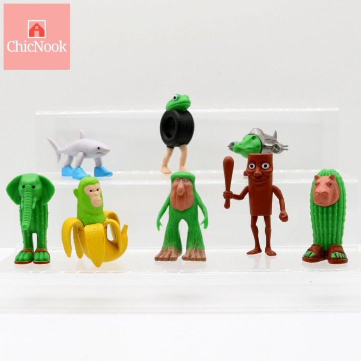 Figurines Tung Tung Tung Sahur - Lot De 8 Personnages Délirants Italiens, ABS, Autocollants Inclus