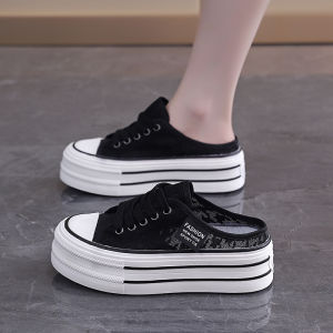Free Shipping 2026 New Thick-Soled 5CM Height-Increasing Summer Breathable Outdoor Slippers For Women Lace Mesh Fashionable Versatile Half-Slippers 292