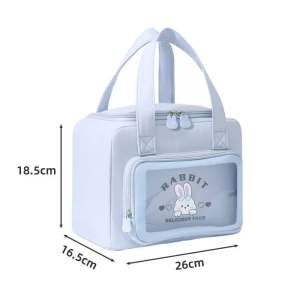 BECORATE Super Cute Bento Bag Carrier Cartoon Thermal Picnic Bag Durable Portable 8L Oxford Fabric Lunch Tote for School Work Travel