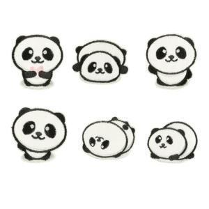 6 Pcs Embroidered Patches Cartoon Panda Iron on Patches Applique Patches Animal Sewing on Patches Sewing Patches for Hat