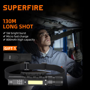 SUPERFIRE G19 portable LED + COB flashlight headlamp USB rechargeable with magnet multi-function most suitable for fishing camping work light powerful Lantern