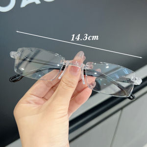 Retro Y2k Borderless Transparent Eyewear Fashionable Narrow Anti Blue Glasses Vibrant Ultra Thin Light Eyeglasses
