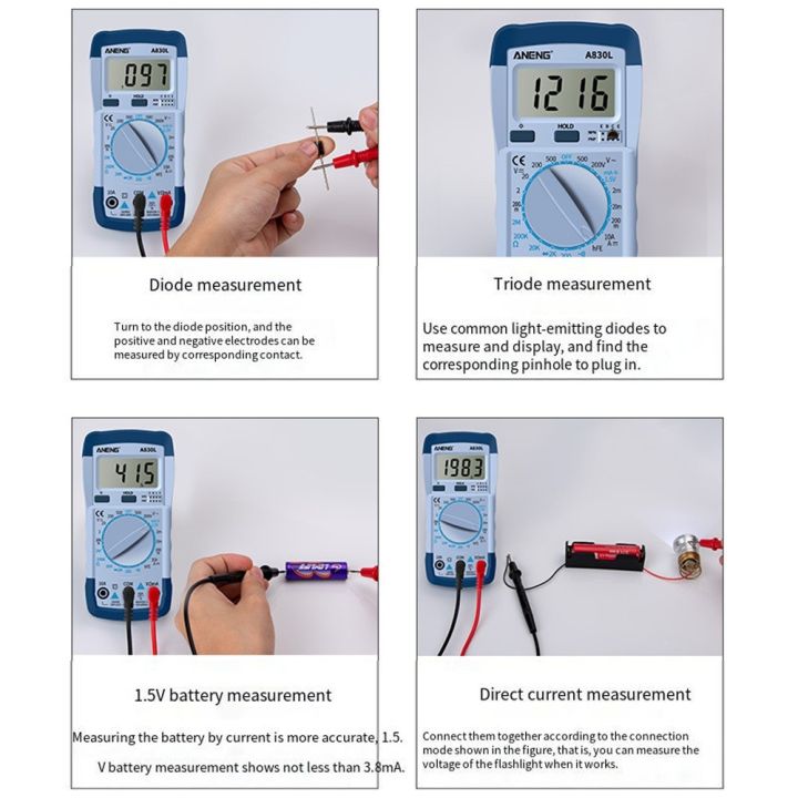【Rockhouse】 LCD Digital Multimeter A830L AC DC Voltage Current ...
