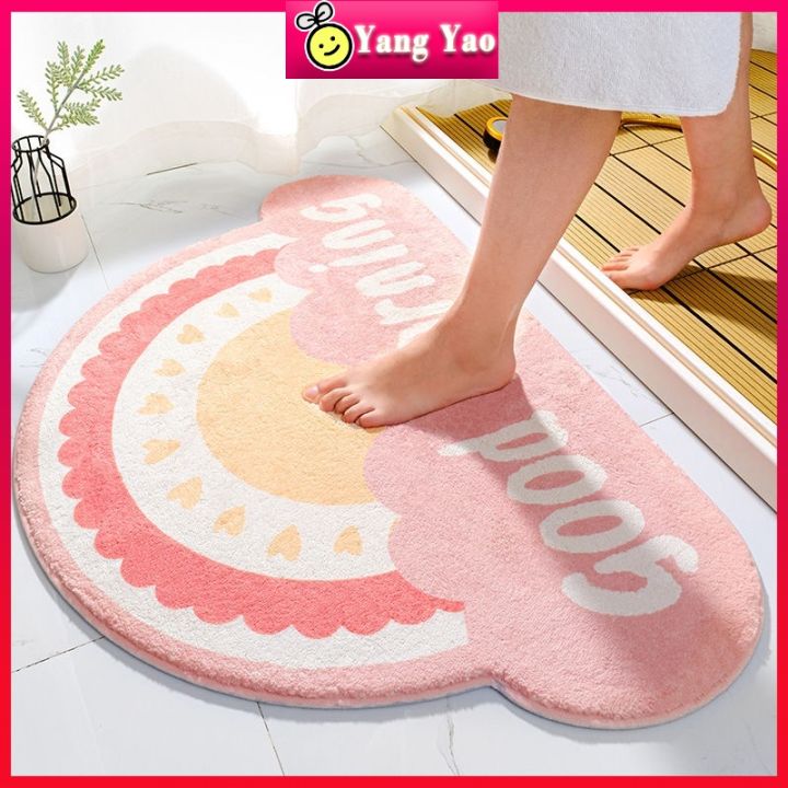 Semicircular rainbow bathroom entrance absorbent floor mat 半圆形彩虹浴室进门 ...