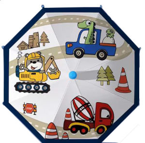 AE Large black vinyl childrens umbrella for boys and girls elementary school students digital printed patchwork pattern cute automatic safe