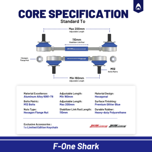 F-One Shark FOS Front Sway Bar Link Stabilizer Link Stabil Adjustable ADJ Nissan Terrano Premium