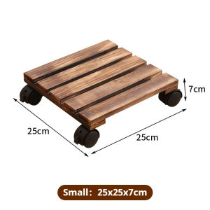 Wooden Wheeled Plant Cart 360° Lockable Rolling Flower Pot Plant Stand Outdoor Indoor Patio Plant Moving Tray