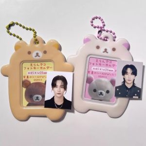 ในสต็อก Rilakkuma ที่ใส่การ์ดรูปถ่ายขนาด 2 นิ้วโปร่งใสสีขาวสีน้ําตาล Photocard Student Card Case Idol Photo Protector