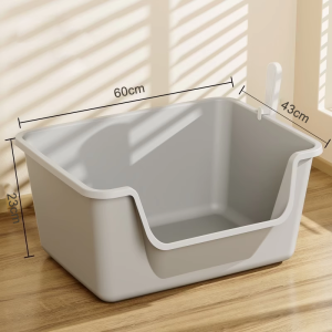 Cat Litter Box Large Capacity Cat Litter Pan Large Space  Convenience Grips Litter Box