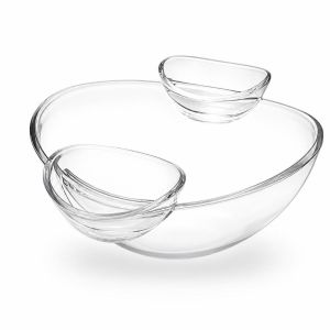 MODERNLUX Large Capacity Potato Chip Bowl Transparent Removable Dip Bowl Set  Round Corn Chips Bowl for Party