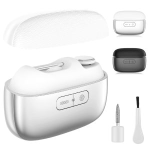 3 in1 Electric Nail Grinder 2 Speeds Electric Nail Clipper with LED Light Multifunctional Nail Care Kit for Home and Travel Portable Manicure Set for Seniors Gentle Nail Trimmer for Adults (Black)