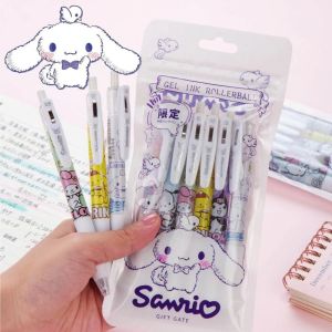 TSEVD Writing Supplies 6Pcs/set 0.5mm Kuromi Cartoon Stationery Pressable Pens Gel Pens Ballpoint Signing Pen