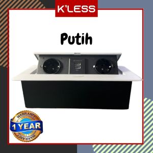 Stop Kontak Meja Meeting Tanam 2 Socket 2 USB Soft Touch Pop Up System