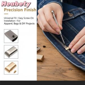 Heabety 10Pcs Metal Zipper Stopper Zipper Tail Clip Plug Kit With Screw DIY Handy Repair Set for Clothes Purse Outdoor Gear