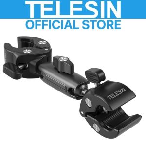TELESIN Double Headed Dual Crab Clamp Motorcycle Bike Monopod Bicycle Handlebar Invisible Stick Mount for GoPro / Insta360 / DJI Action Camera