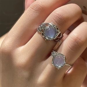 [Gnker] Opal Irregular Natural Stone Ring With White Opal Aesthetic Egirl Hollow Rings for Women
