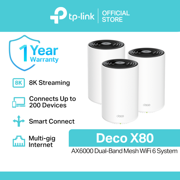 TPLink Deco X80 AX6000 DualBand Mesh WiFi 6 System MultiGigabit