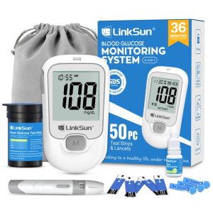 LinkSun ปีครื่องตรวจวัดน้ำตาล มีประกันเครื่อง1 Glucose LinkSun รุ่น G-425-1 ที่วัดน้ำตาล ที่ตรวจเบาหวาน 50/100ชิ้นและเข็มวัดเลือด50/100ชิ้นชุดทดสอบระดับน้ำตาลชุดตรวจสอบวัดน้ำตาลเลือด
