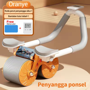 Ab Wheel Ab Roller Wheels Plank Trainer 2in1 Abdominal Core Roller Automatic Rebound Olahraga Push Up Gym Fitness