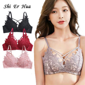 ShiErHua Women Seamless Bra Wireless Brassiere Push Up Underwear Women Suit Bra Gathered Small Chest Lace Bras