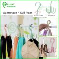 Gantungan Putar mini 4 kail hook hanger multifungsi gantung baju pakaian serbaguna cocok untuk barang kecil lainnya. 