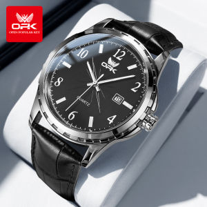 OPK Watch Men Original Waterproof 2024 New Casual Fashion Calendar Luminous Leather Watch Band Quartz Watches With Free Box