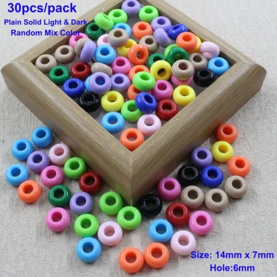 14mm Big Hole Abacus Donut Spacer Wheel Acrylic Beads Solid Pastel Light and Dark Colorful Flat Round Separated Loose Spacer for DIY Handmade String Beaded Necklace Bracelet Mix Charm Accessories Jewelry Making Accessories