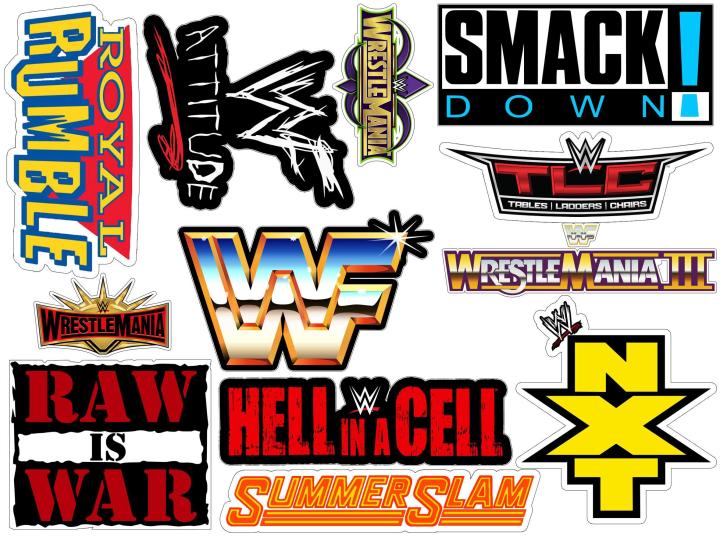 WWF Attitude Era Wrestling Vintage Logos Sticker Pack (Vintage