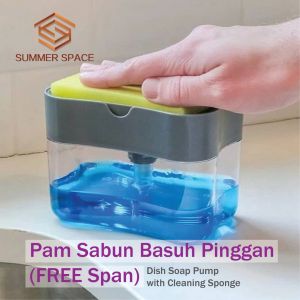 🧽🧴🍽Pam Sabun Basuh Pinggan dengan Span | Manual Press Dish Soap Dispenser Pump with Cleaning Sponge