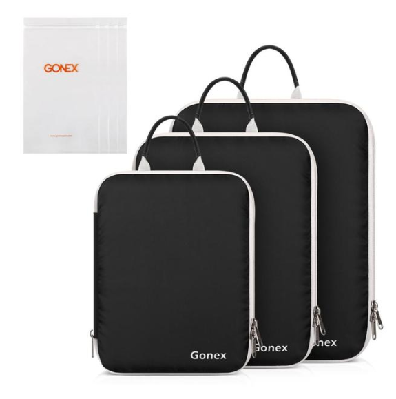 Gonex 3packs Soft Double Sided Compression Packing Cubes Set with 4
