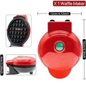 Mini Portable Electric Waffle Maker - Double - Sided Heating Foldable Design for Office Camping & Dorm Use