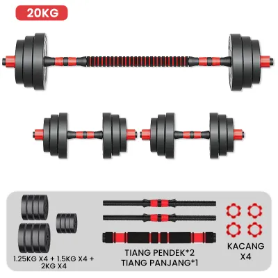 eBuy 20KG Dumbell Barbel Set/Dumbell alat olahraga rumahan fitness gym