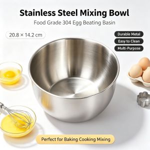 Thick Deepened Stainless Steel Egg Mix Bowl Multi‑purpose Food Mixing Container for Cooking