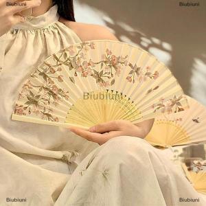 [COD] Biubiuni 1Pcs Chinese Fans Folding Hand Fan Wedding Hand Fans Bamboo Portable Fan Dancing Fan Party Decorative Fan Ventilador