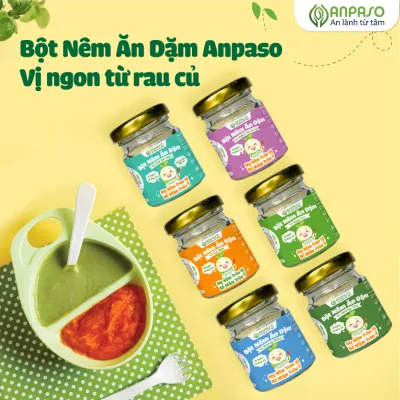 Hạt Nêm Cho Bé Ăn Dặm Anpaso Bột nêm Vị Rau Củ Nấm hương măng tây rong biển Tự Nhiên Gia vị ăn dặm cho bé