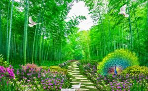 Tranh dán tường VTC Cảnh đẹp rừng trúc 3178TTN kim sa