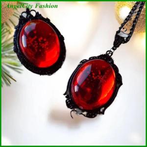 AngelCity Fashion Store Vampire Bat Necklace Blood Cameo Purple Gothic Jewelry Black Bat Witch Accessories Pagan Alternative Vintage Choker Man