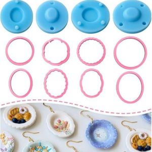 BMFUEW Scalloped Edge Plate Polymer Clay Cutters DIY Craft Creative 3D Plate Clay Earring Molds Jewelry Making Molds Simple Polymer Clay Tools DIY Earrings