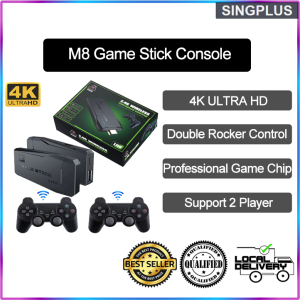 【SG LOCAL SELLER】Video Game Sticks M8 Console 2.4G Double Wireless Controller Game Stick 4K UHD 10000 games 64GB Retro games Best Gift for Children Game progress can be saved