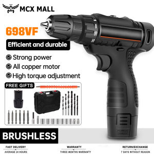 Electric Drill Cordless Electric Screwdriver Drill Set 698VF Portable Rechargeable Lithium Battery Electric Screwdriver Set Drill Machine Full Set penebuk serbaguna