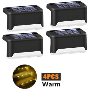 (One-year warranty) Solar Light Warm White LED Step Lamp Path Stair Outdoor Garden Lights Waterproof Balcony Light Decoration for Patio Stair Fence Light