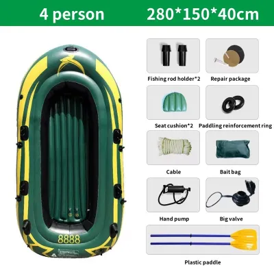 4 person rubber boat thickened inflatable boat kayak fishing boat inflatable thickened wear-resistant fishing rafting boat
