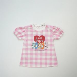 🐻💖 👧เสื้อยืดเด็กผู้หญิง ซัมเมอร์ 2025 ใหม่! ลายลายสก๊อต Love Bears น่ารัก ผ้าฝ้าย100% เนื้อดีใส่สบาย #เด็กฮิต