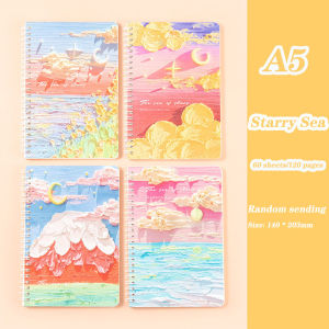 A5 Oil Painting Coil Notebook Spiral Landscape Aesthetic Classroom Student School Office Supplies