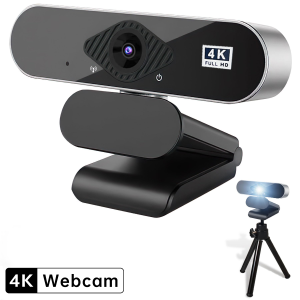 EXHQDR 4K USB Webcam Auto Focus 8MP 30FPS Plug & Play with Type-C Adapter & Tripod for Streaming Video Calls Content Creation