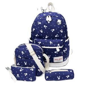 HY BAG #2509 FASHION WOMENS CANVAS 4IN1 14INCHES BUNNY BACKPACK WITH SLING BAG AND 2POUCH