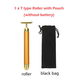 DECINIEE 3 in 1 Energy Beauty Bar 24k Golden Vibrating Facial Roller Massager Face Lifting Anti-wrinkle Skin Care Gemstone Roller Ball