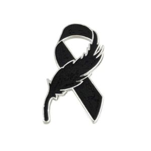 JON09 Awareness Black Ribbon Pin Skin Cancer Melanoma Cancer Funerals Memorial Pin Simple Vintage Funeral Ribbon Badge Brooch Women Men